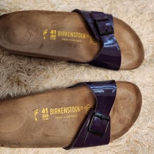 BIRKENSTOCK, Madrid style.  Size 10m ladies. Black patent . Used
